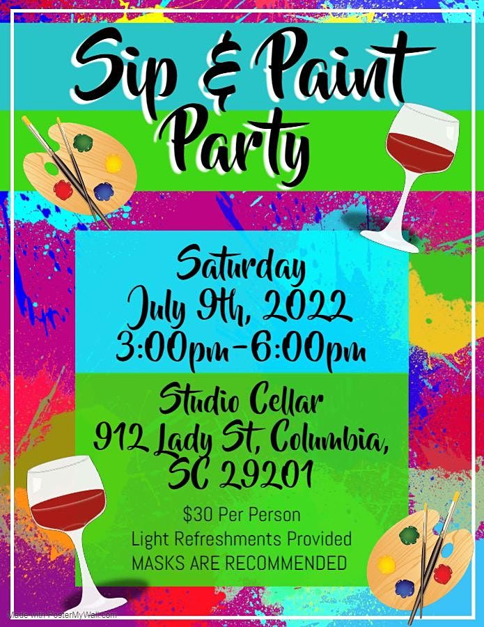 Sip & Paint Party | Studio Cellar, Columbia, SC | July 9, 2022