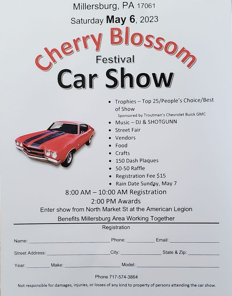 Cherry Blossom Festival Car Show 2023 Millersburg Borough Inc. May