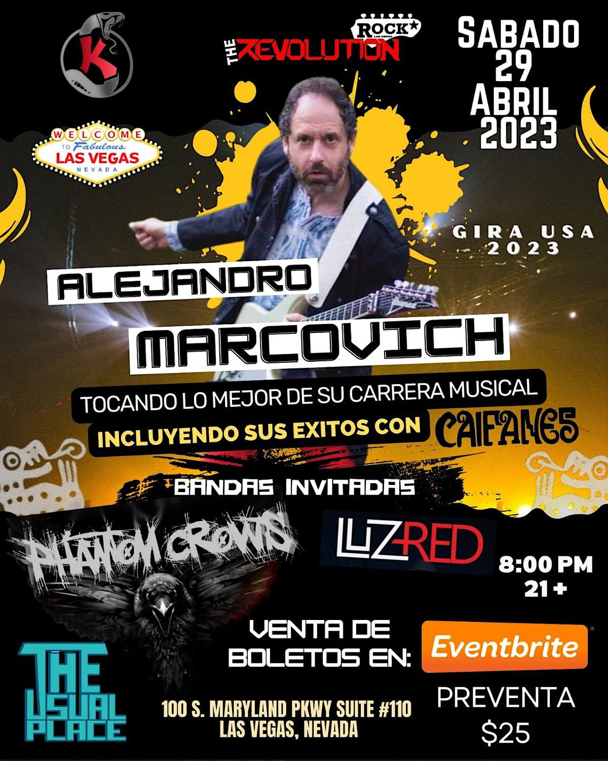 Alejandro Marcovich ex guitarists de Caifanes en Las Vegas The Usual