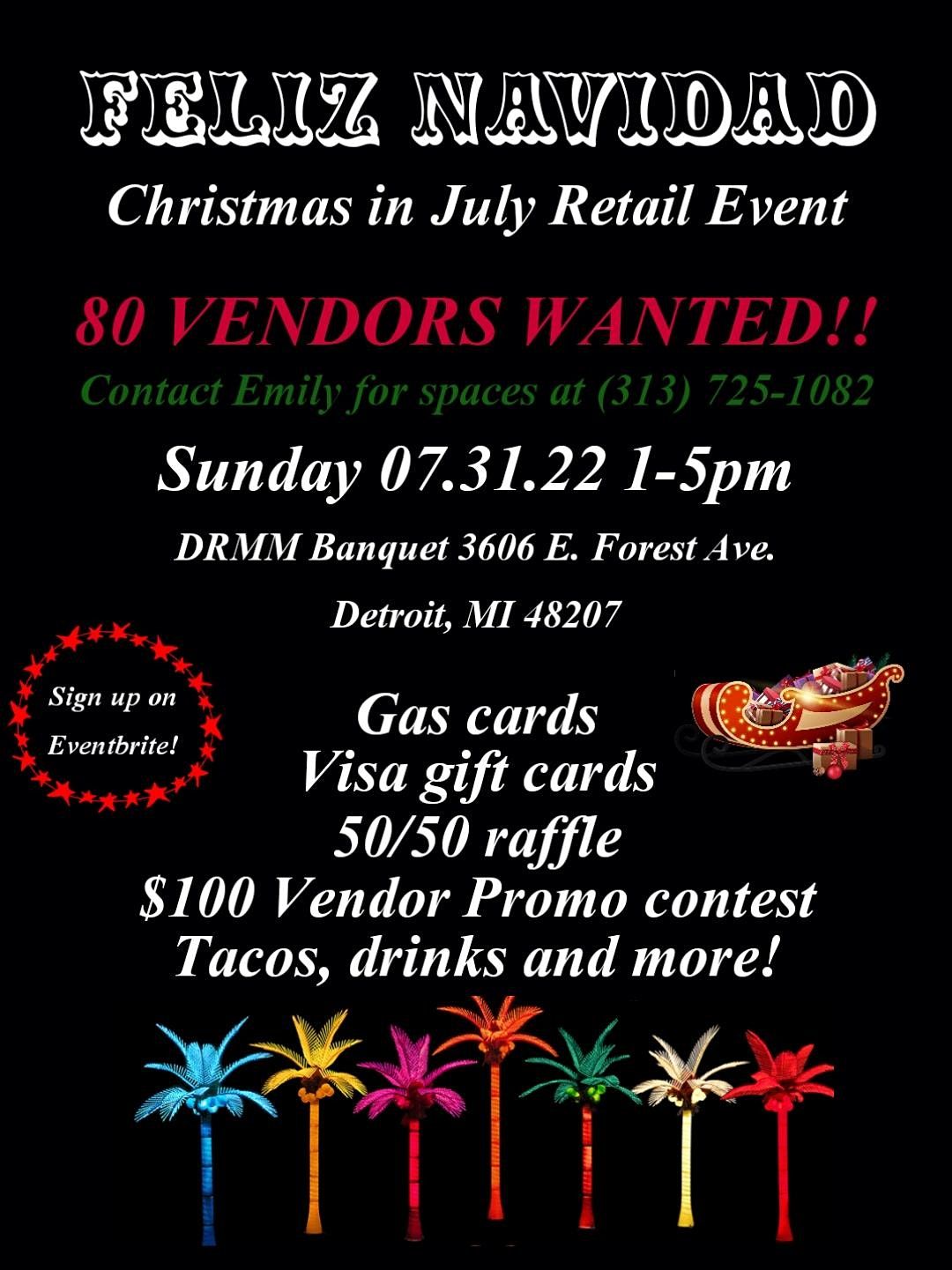 Christmas Events Michigan 2022 Feliz Navidad: Christmas In July Retail Event | Drmm Banquet Hall, Detroit,  Mi | July 31, 2022