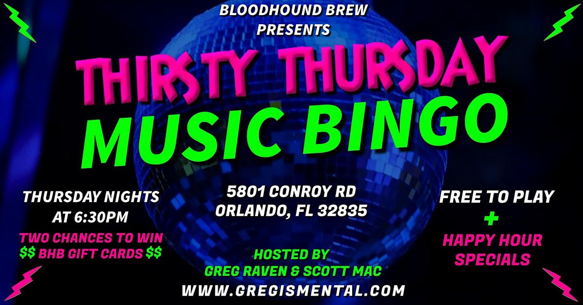 THIRSTY THURSDAY MUSIC BINGO @ THE BLOODHOUND BREW - FREE TO PLAY!!!
