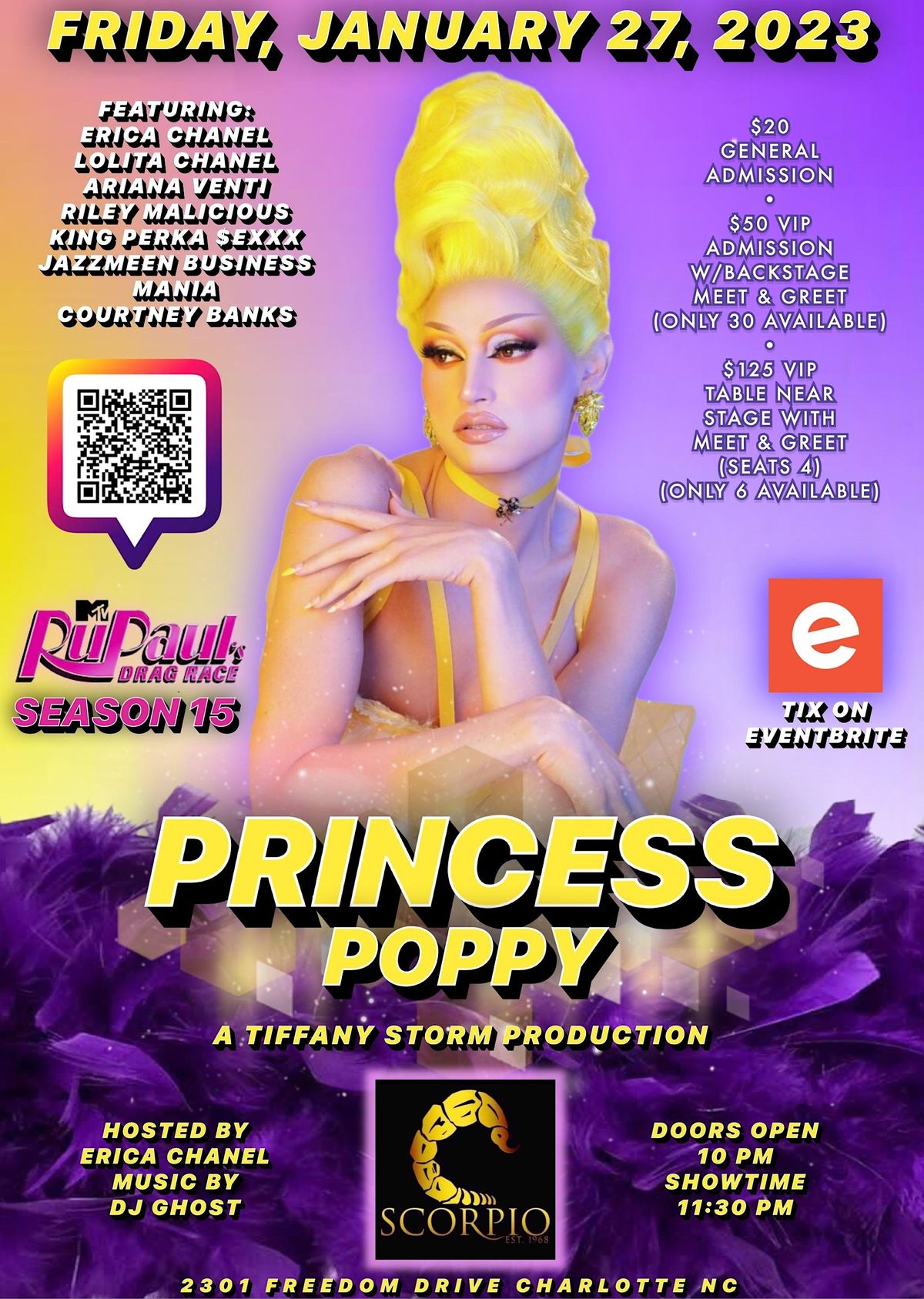 Princess Poppy @ Scorpio! | The Scorpio, Charlotte, NC | January 27 to  January 28