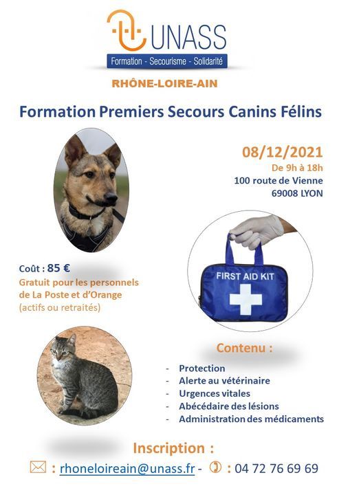 Formation Premiers Secours Canins Felins Unass Rhone Loire Ain 100 Route De Vienne Lyon France December 8 21