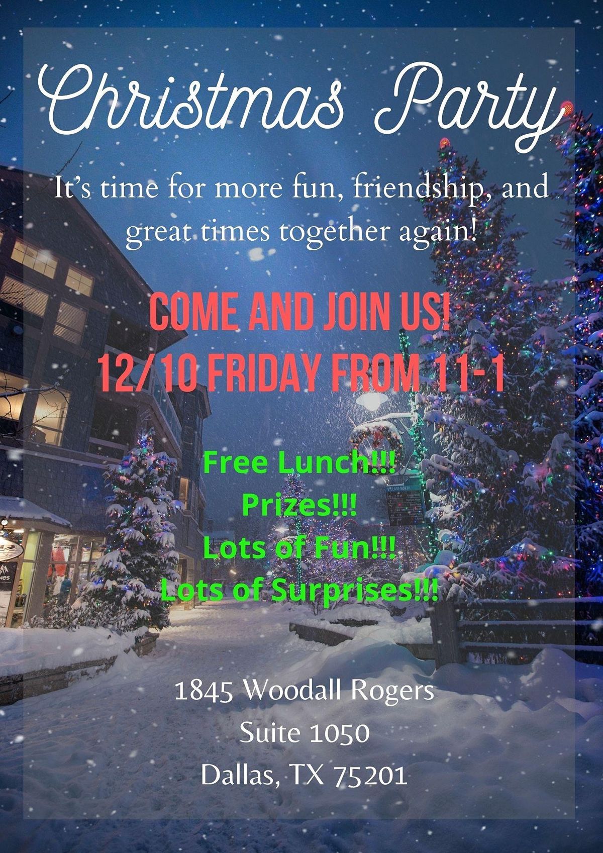 Christmas Party Dallas December 8 2022 Christmas Party | 1845 Woodall Rodgers Fwy, Dallas, Tx | December 10, 2021