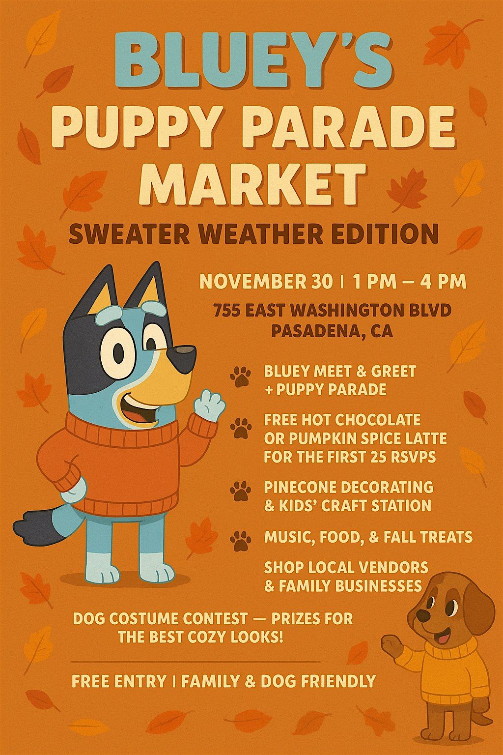 BLUEY\u2019S PUPPY PARADE MARKET!MEET AND GREET BLUEY FOR FREE!!