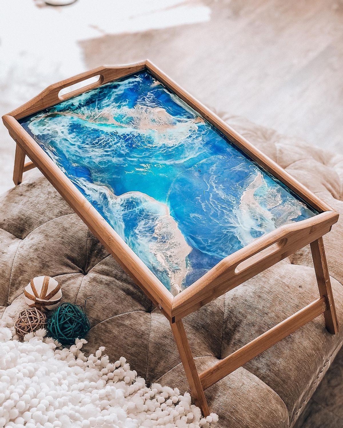 Epoxy Resin Art Ocean Table Tray Liberty Station, San Diego