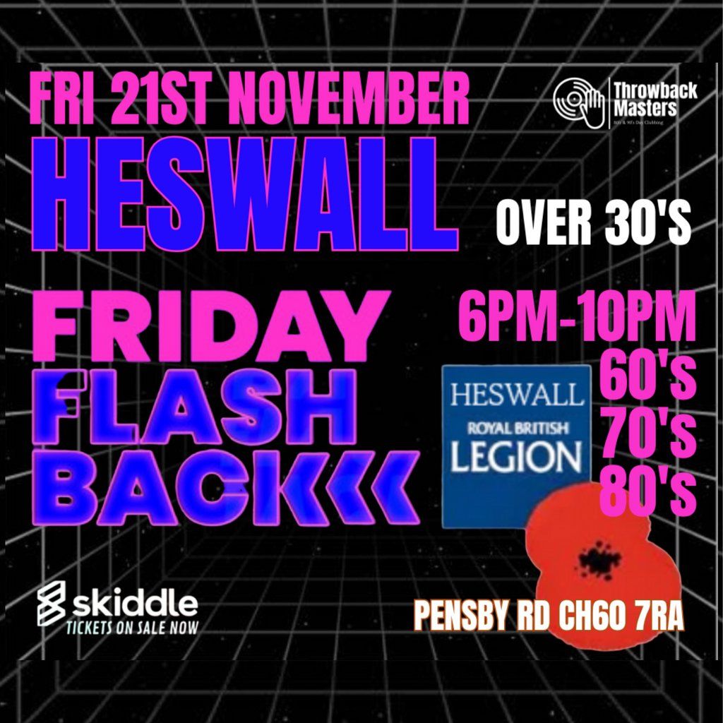 Throwback Masters Heswall Over 30's Evening 60s 70s 80s