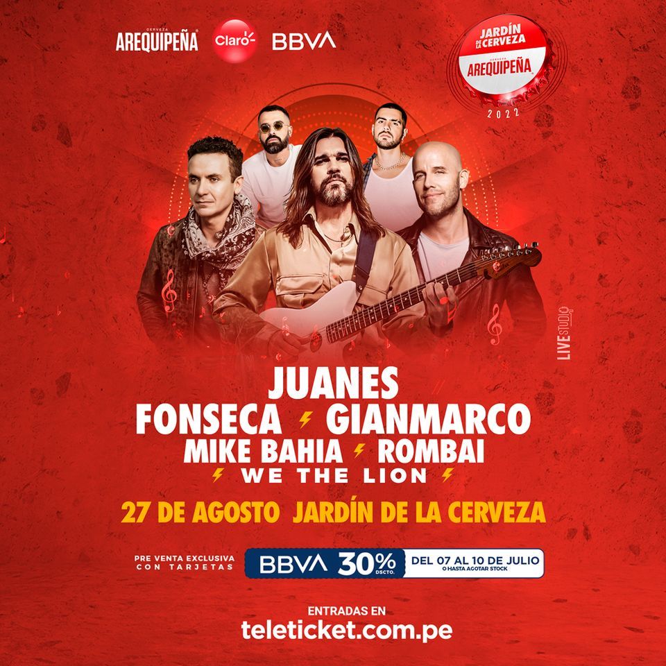 Juanes, Fonseca, Rombai, Mike Bahia, Gianmarco y mas en Arequipa - 27 de Agosto