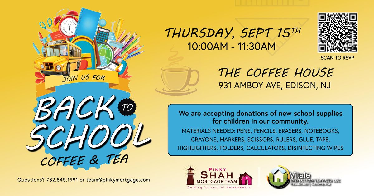 Back To School Coffee and Tea with Pinky Shah The Coffee House & Cafe