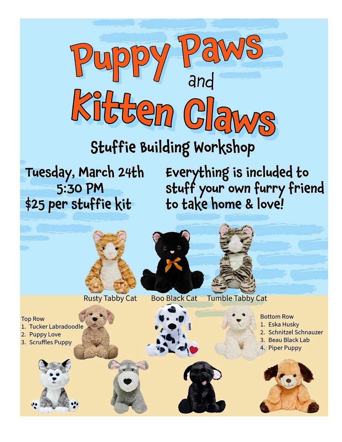 Puppy Paws and Kitten Claws: Stuffie Building Workshop