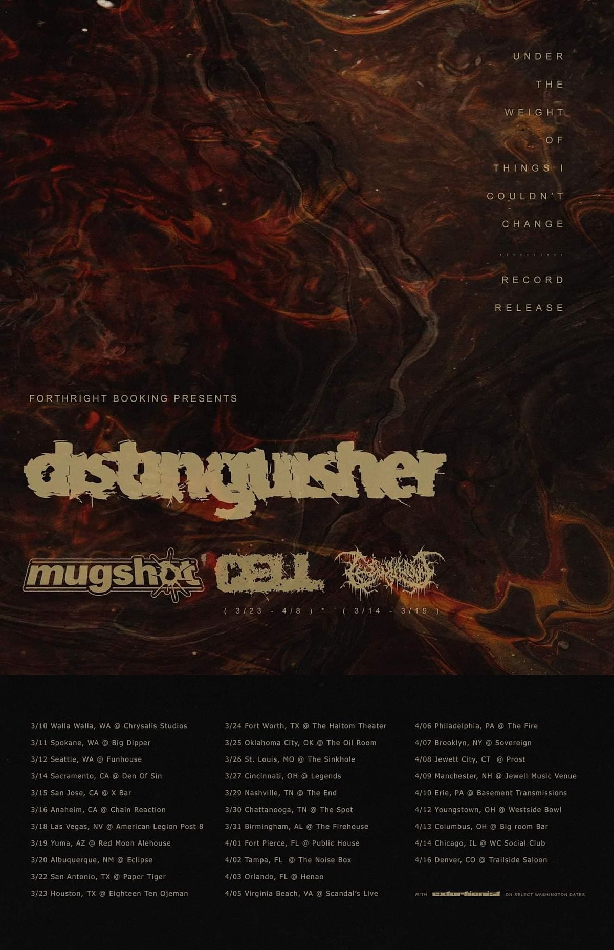 DISTINGUISHER w/ The Willow, Mugshot + More! Den of Sin, Sacramento, CA March 14, 2022