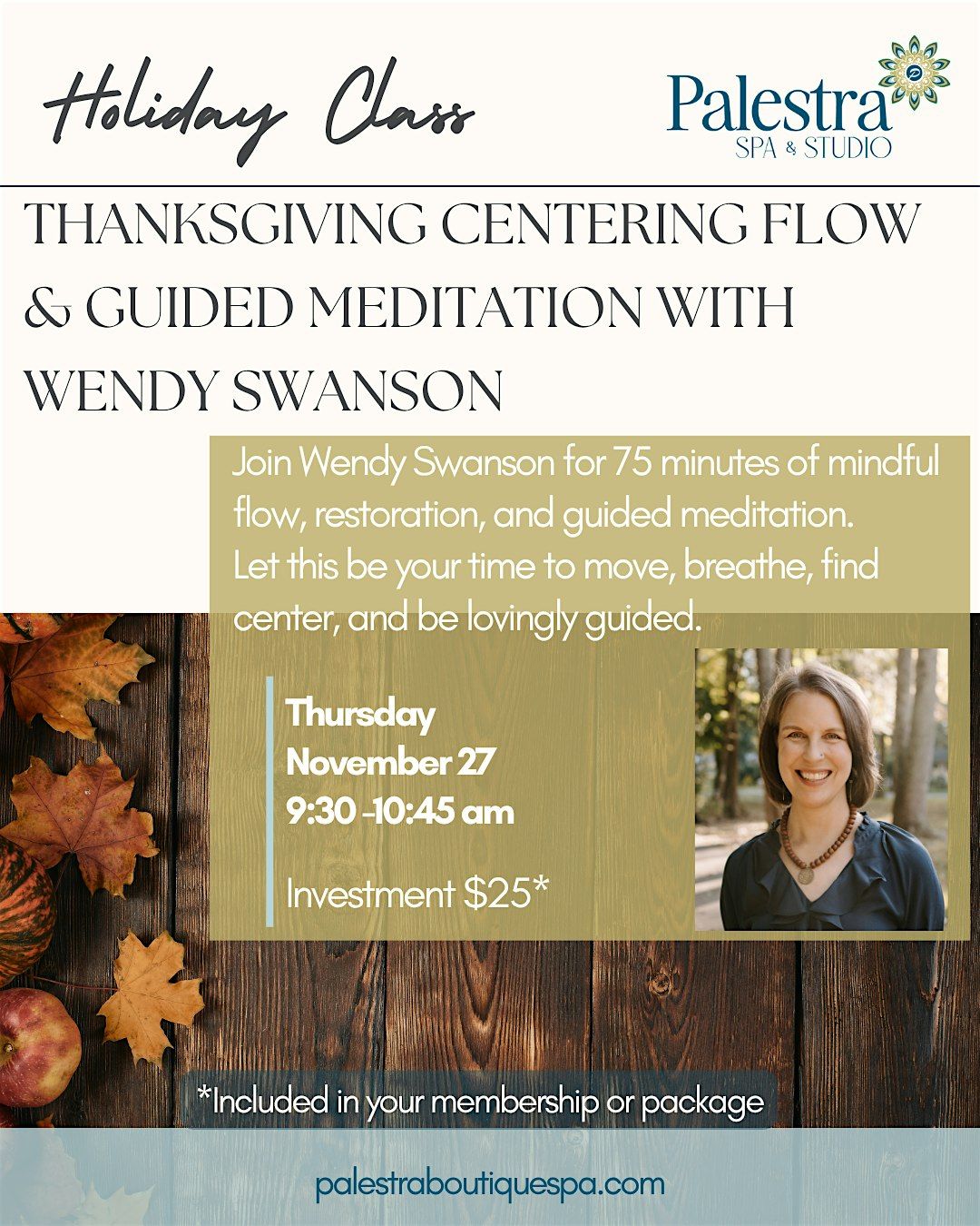 Thanksgiving Centering Flow & Guided Meditation with Wendy Swanson