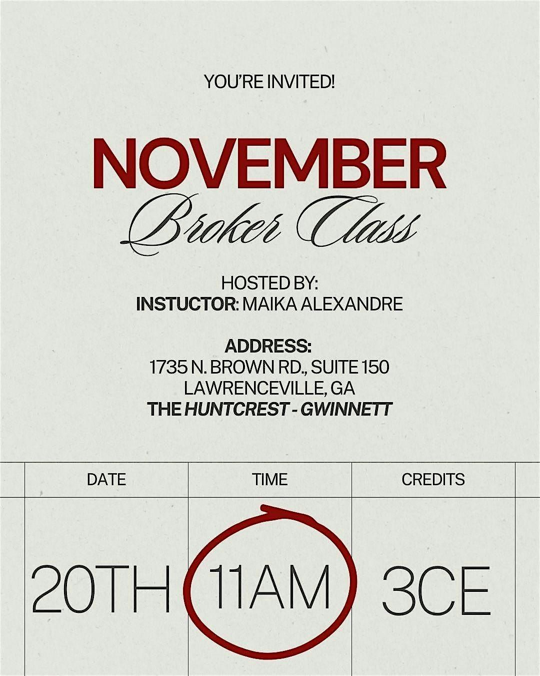 Georgia Broker Education Class - 6CE (Real Estate)