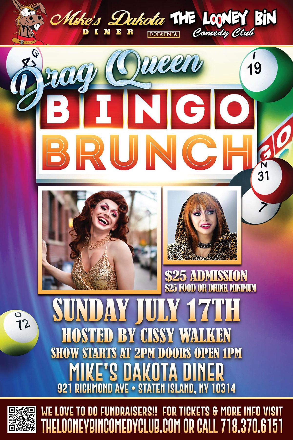 Drag Queen Bingo Brunch at Mikes Dakota Diner! Mike’s Dakota Diner