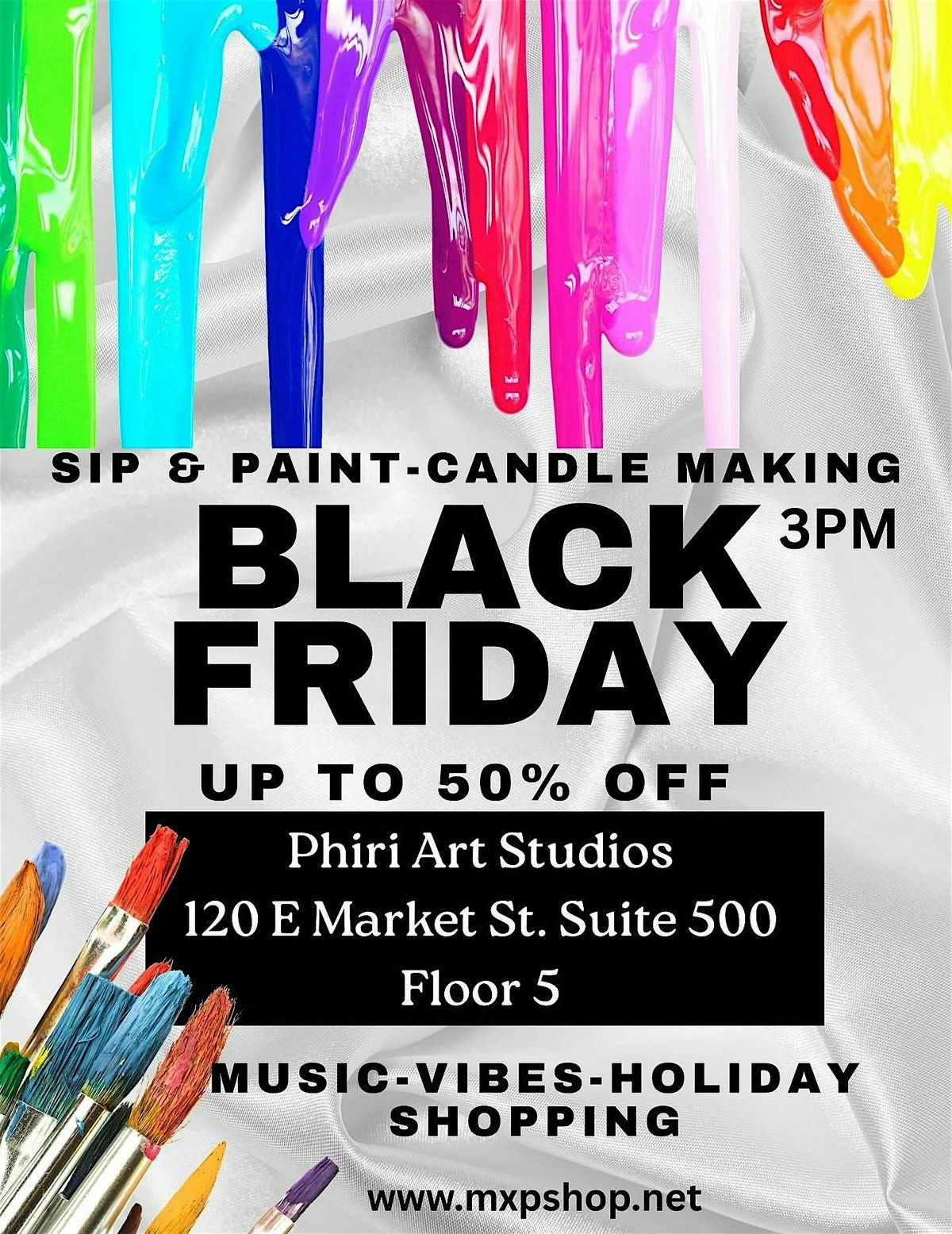 Black Friday Creative Day Party & Shopping: Candle Making & Paint Workshop