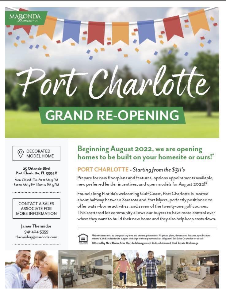 Maronda Homes Grand ReOpening 25 Orlando Blvd, Port Charlotte, FL