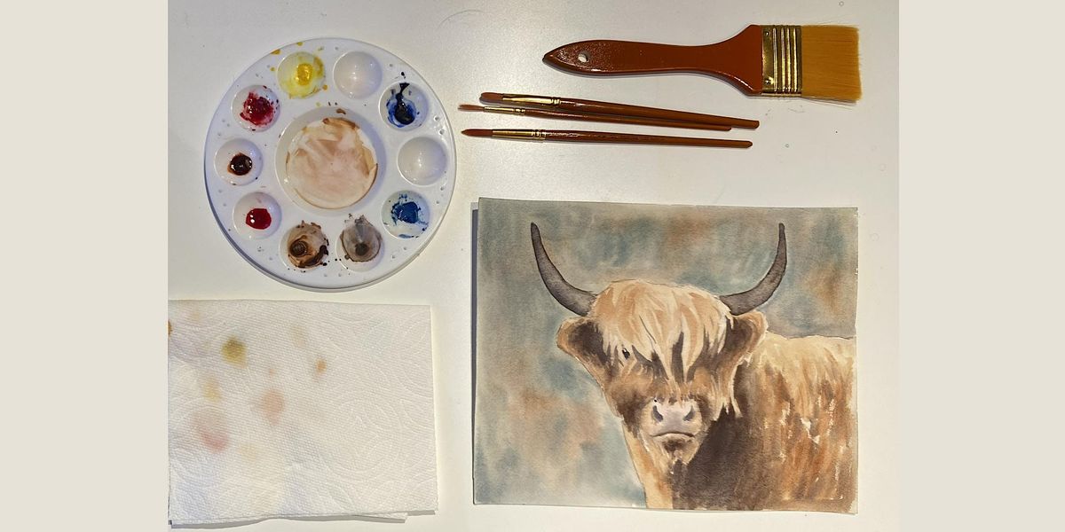 SOLD OUT Watercolors Made Easy: Highland Cow Cutie | Graham & Tooze ...