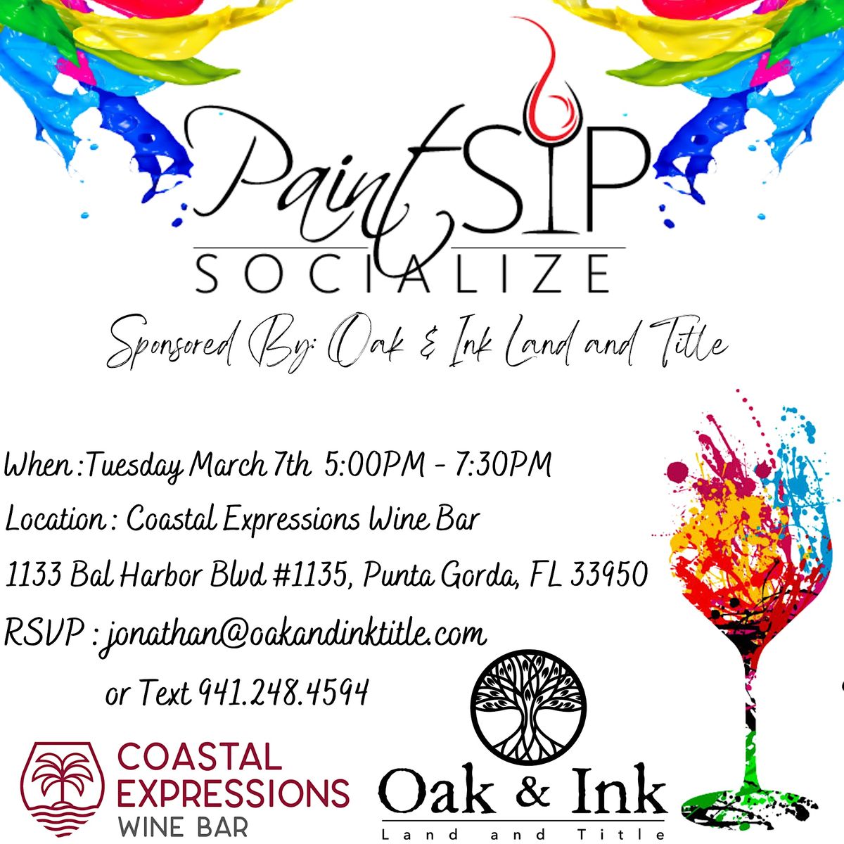 Paint, Sip and Socialize with Oak & Ink Land and Title | Coastal ...