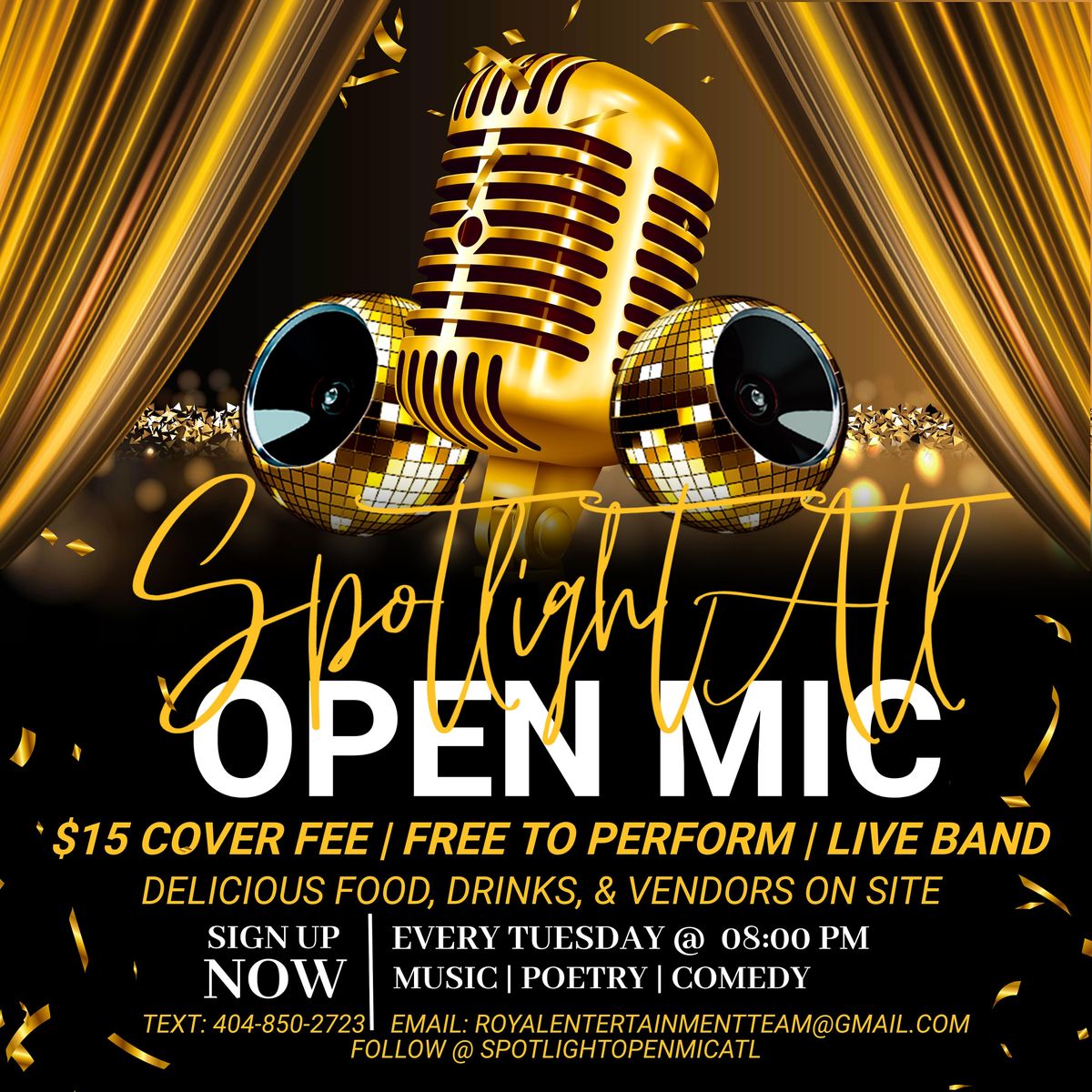 Spotlight Open Mic (With A Live Band) Reel Steel Sports