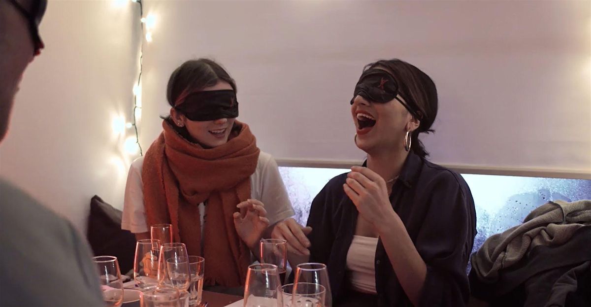 Blindfolded wine tasting