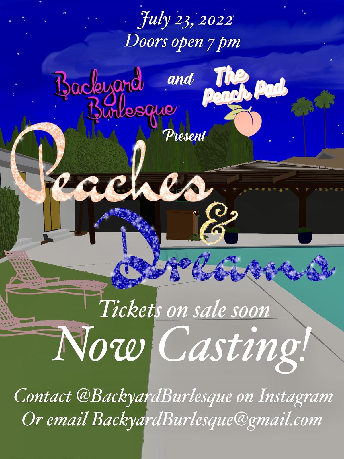 Peaches and Dreams Backyard Burlesque experience at the Peach Pad OC