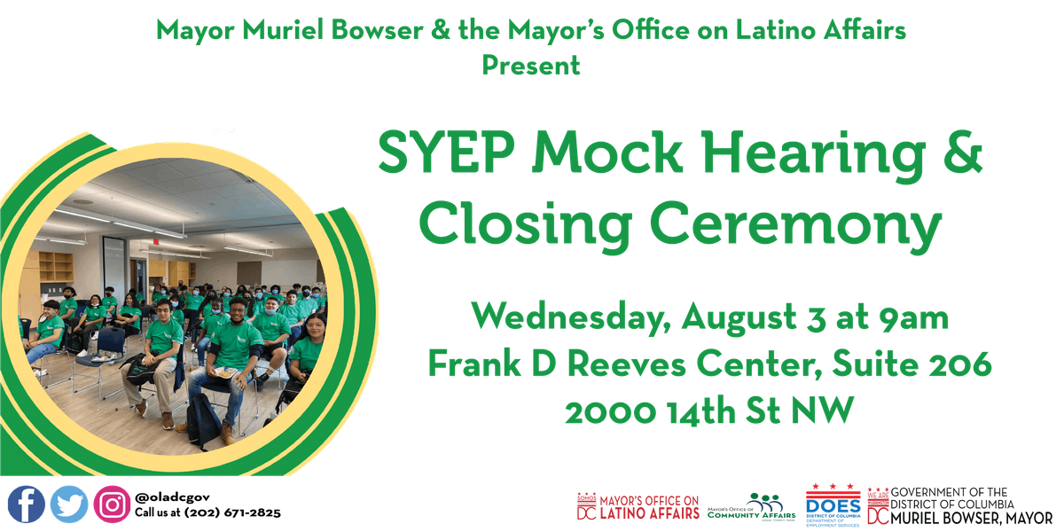 MOLA Presents SYEP Mock Hearing and Closing Ceremony Frank D. Reeves