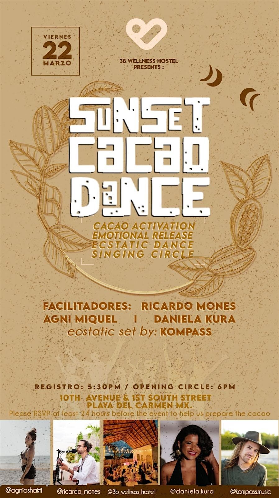 SUNSET CACAO DANCE | 3B | Wellness hostel, Playa del Carmen, QR | March ...