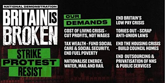 Coach to London People's Assembly National Demonstration 5 Nov 2022.