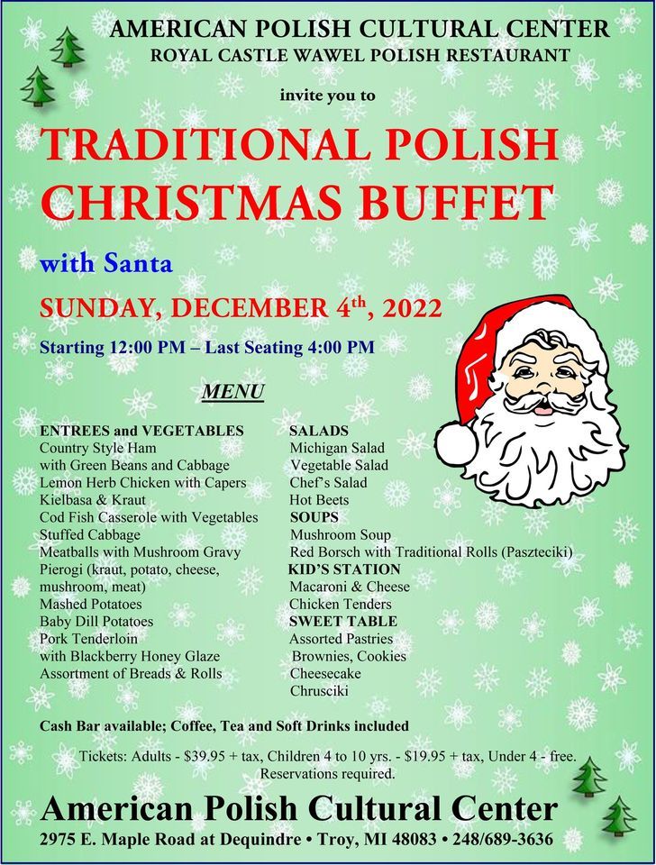 Christmas Buffet American Polish Cultural Center, Troy, MI December