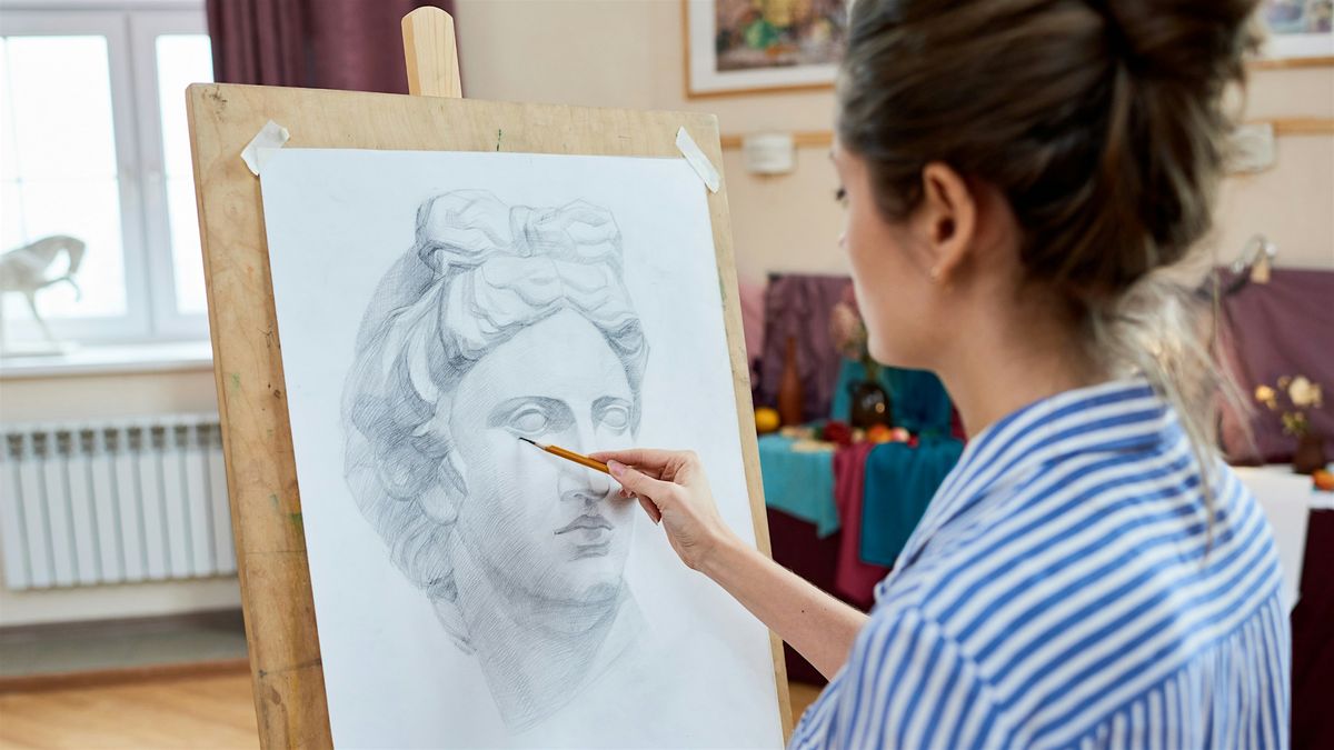 Drawing workshop with cake and coffee