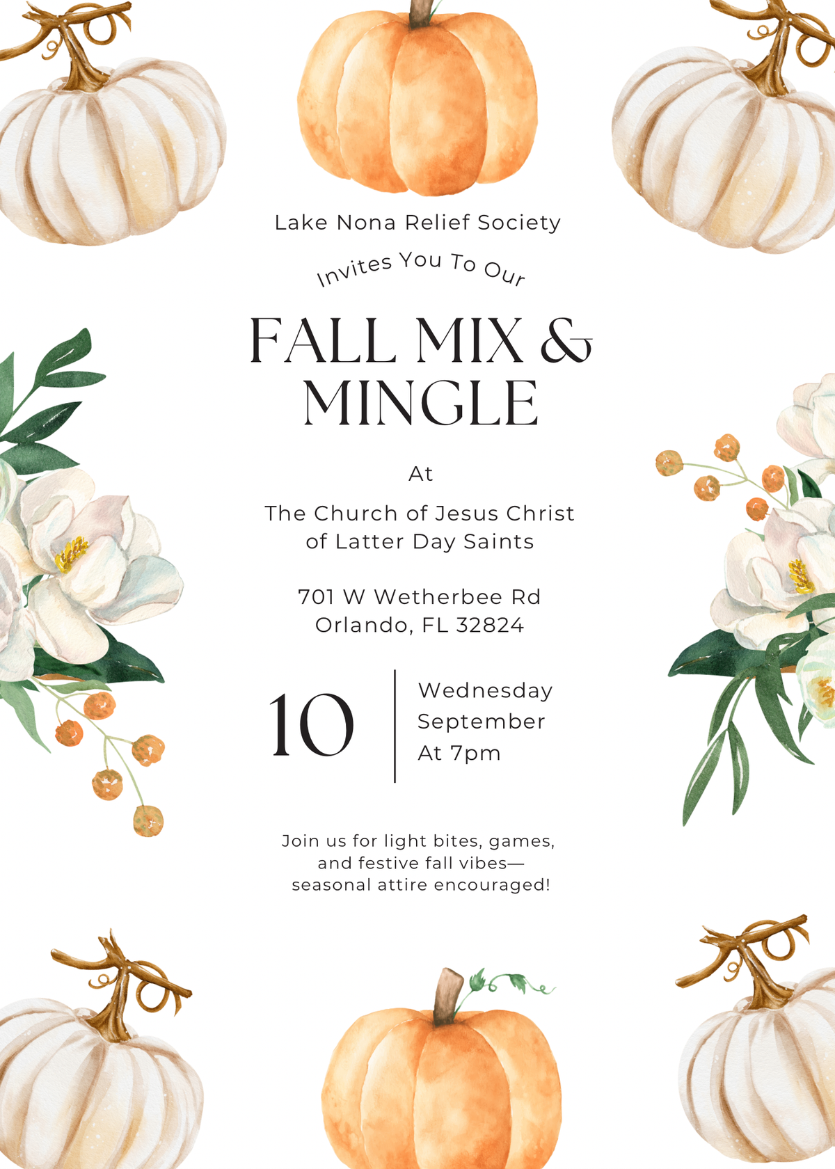 Relief Society Activity - Fall Mix & Mingle