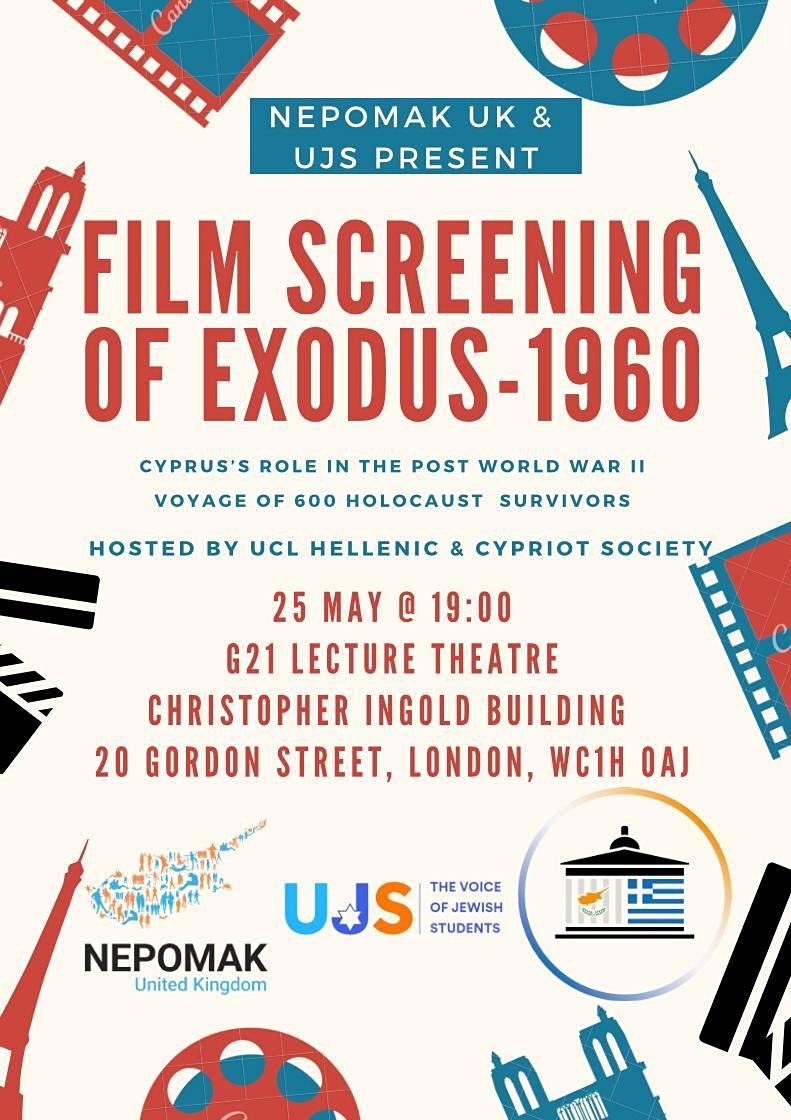 NEPOMAK UK & UJS present A Film Screening of Exodus (1960