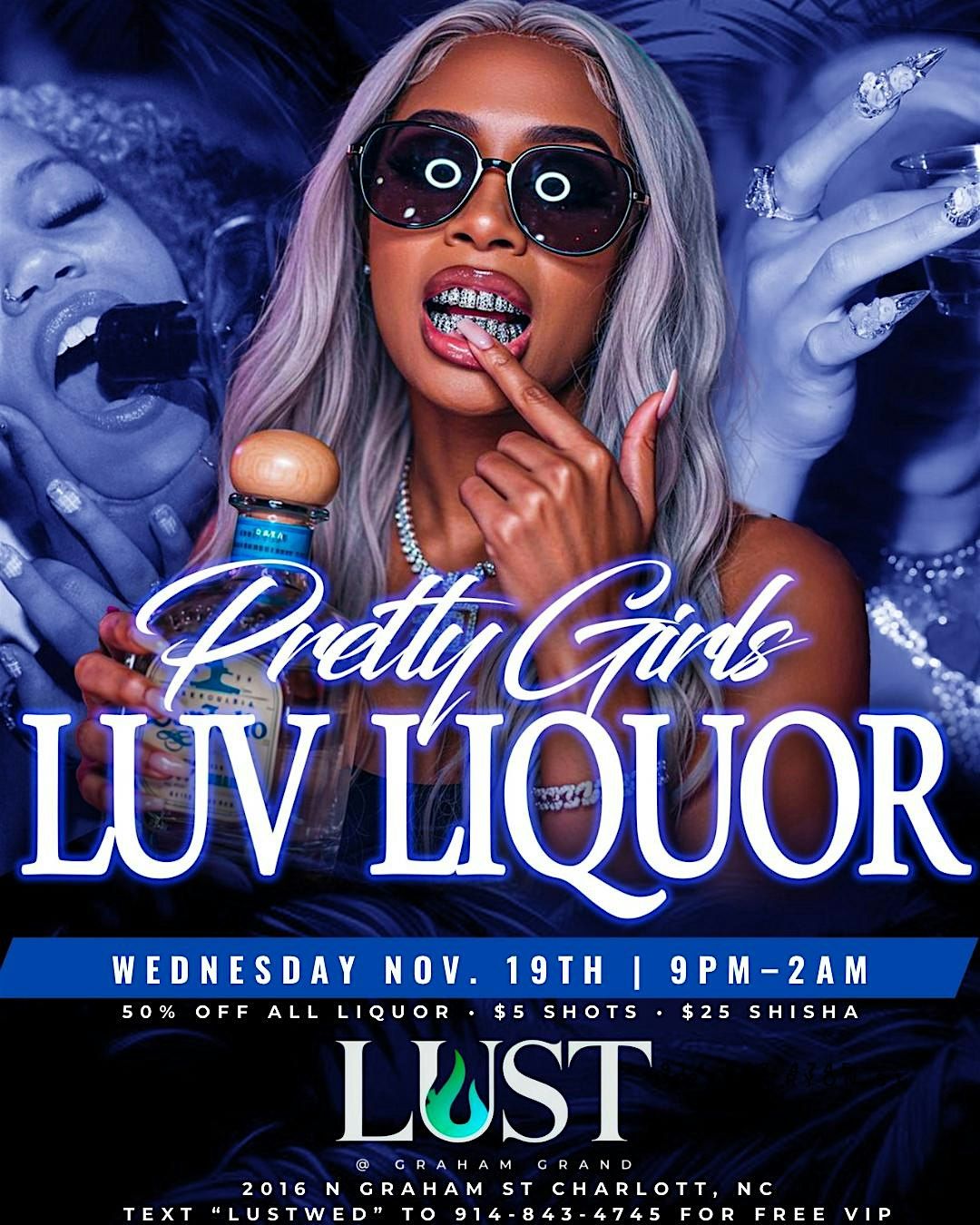 Pretty Girls Luv Liquor! $5 shots ! 50% off all liquor! $25 Shisha!