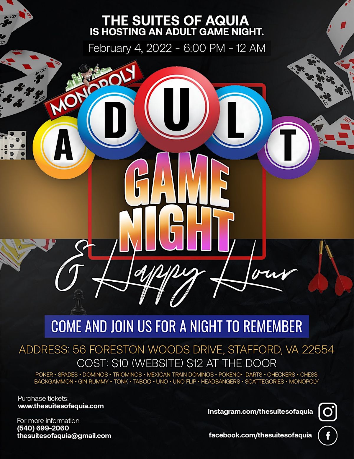 Adult Game Night | The Suites of Aquia, Stafford, VA | December 2 to ...