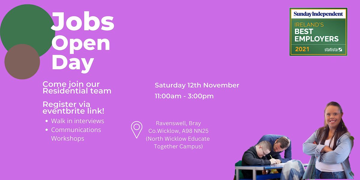 St John of God Dublin South East Jobs Open Day Saturday 12th November 2022 Ravenswell, Bray