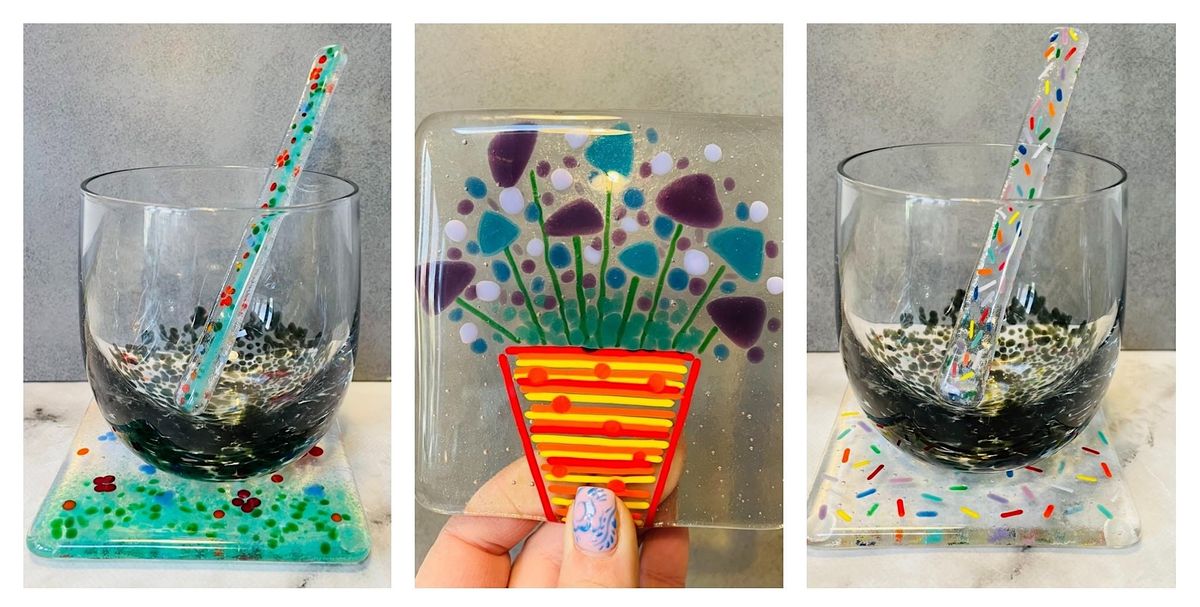 Glass Coaster & Cocktail Swizzler Morning Craft Centre and