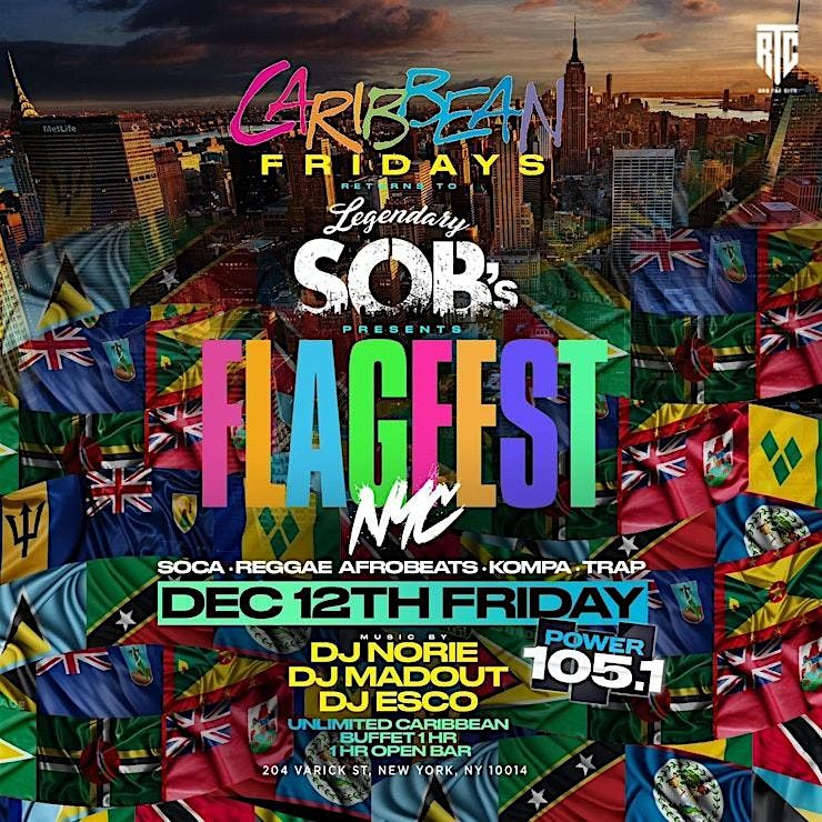FlagFest NYC at SOBs with Caribbean Buffet + Open Bar