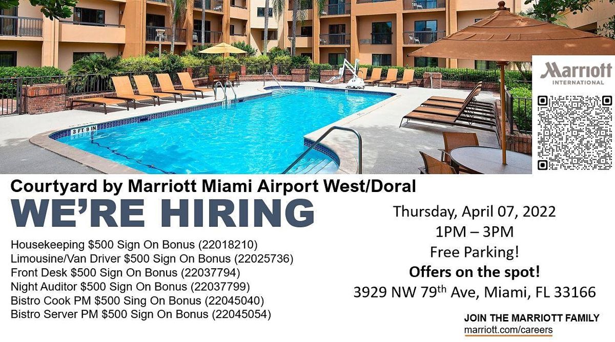 JOB FAIR Courtyard By Marriott Miami Airport West Doral Is HIRING job-fair-courtyard-by-marriott-miami-airport-west-doral-is-hiring