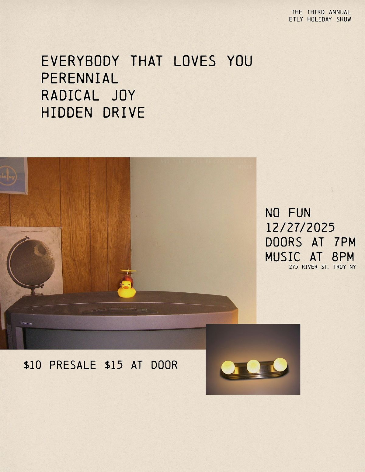 ETLY Holiday Show: ETLY\/ Hidden Drive\/Radical Joy\/ Perennial