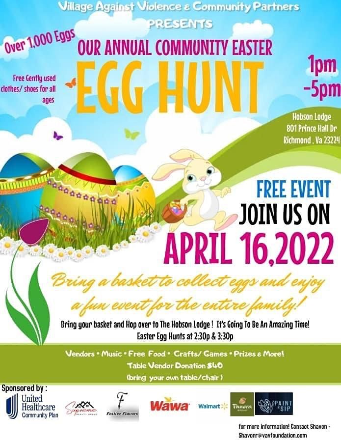 Easter Egg Hunt 2022 Hobson Lodge, Richmond, VA April 16, 2022