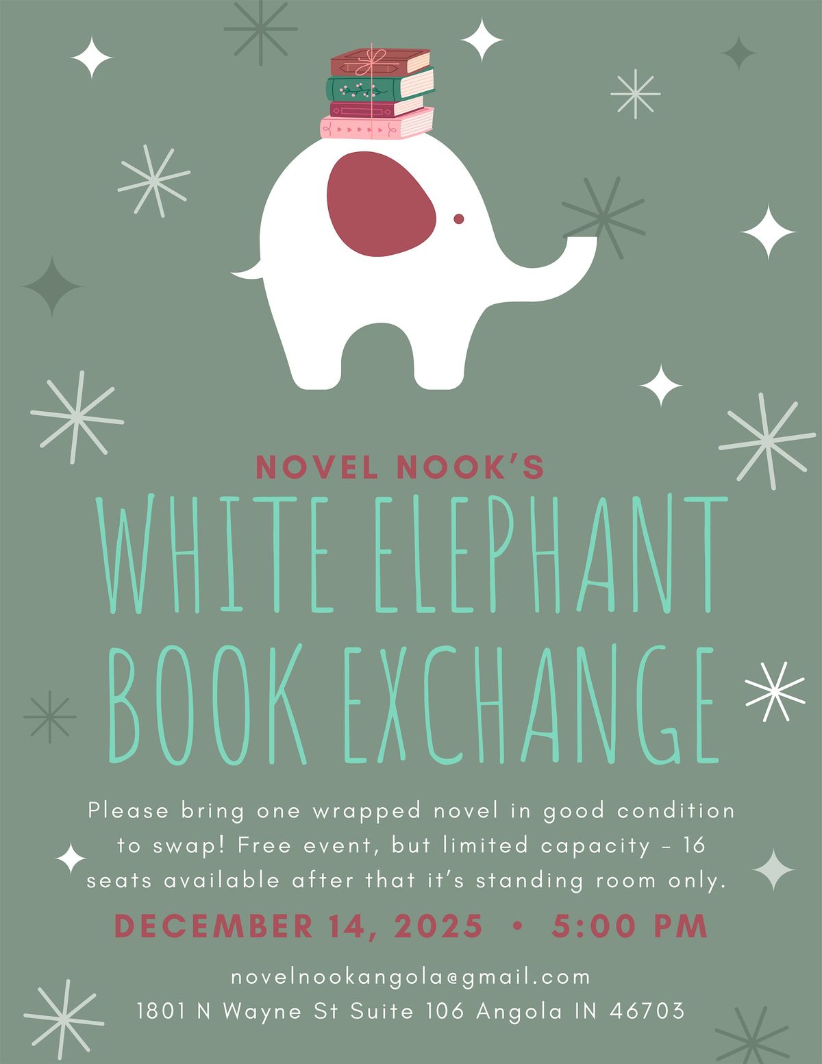 Novel Nook White Elephant Party