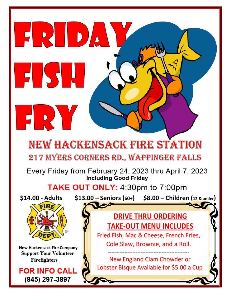 Friday Fish Frys New Hackensack Fire Company, Wappingers Falls, NY