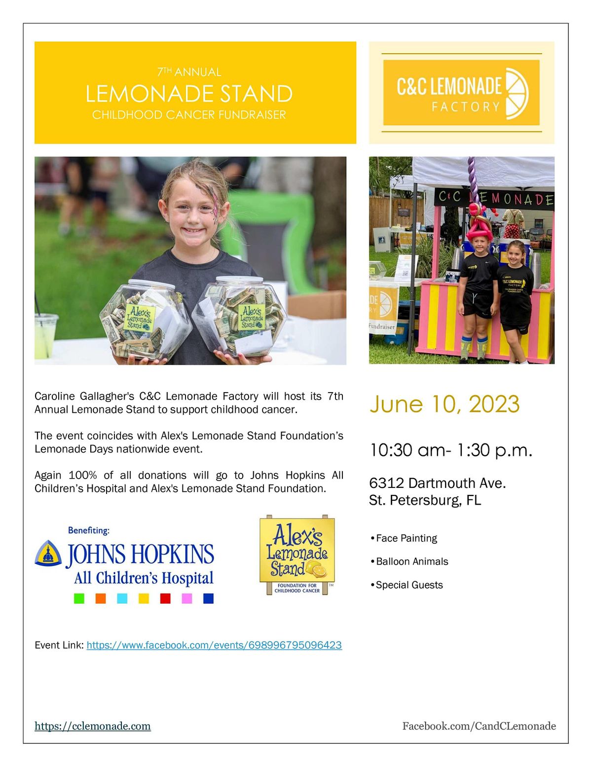C&C Lemonade Factory’s 7th Annual Lemonade Stand Childhood Cancer