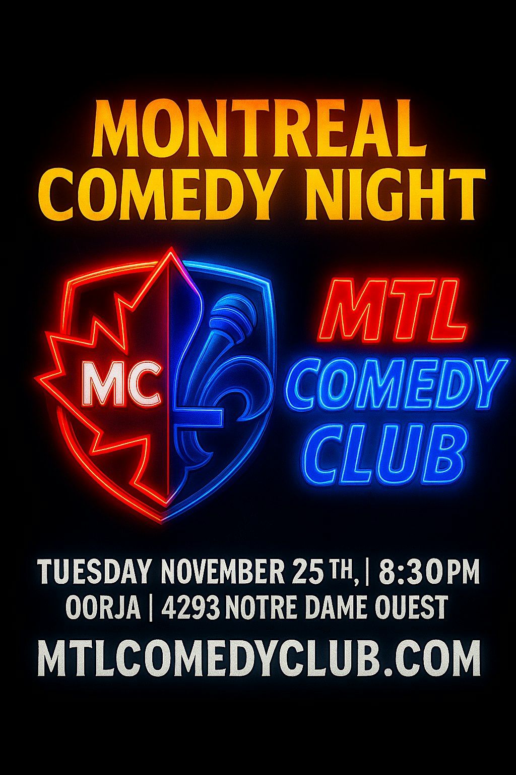 Montreal Comedy Night at OORJA \u2013 Live English Stand-Up Comedy