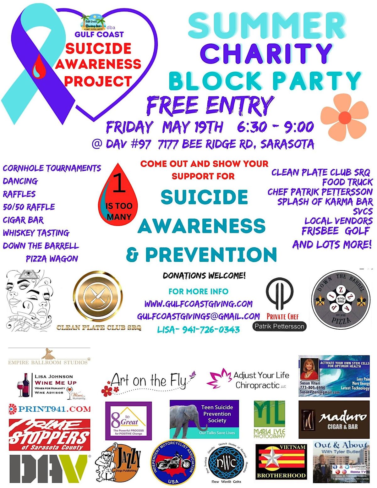Summer Charity Block Party 7177 Bee Ridge Rd, Sarasota, FL May 19, 2023