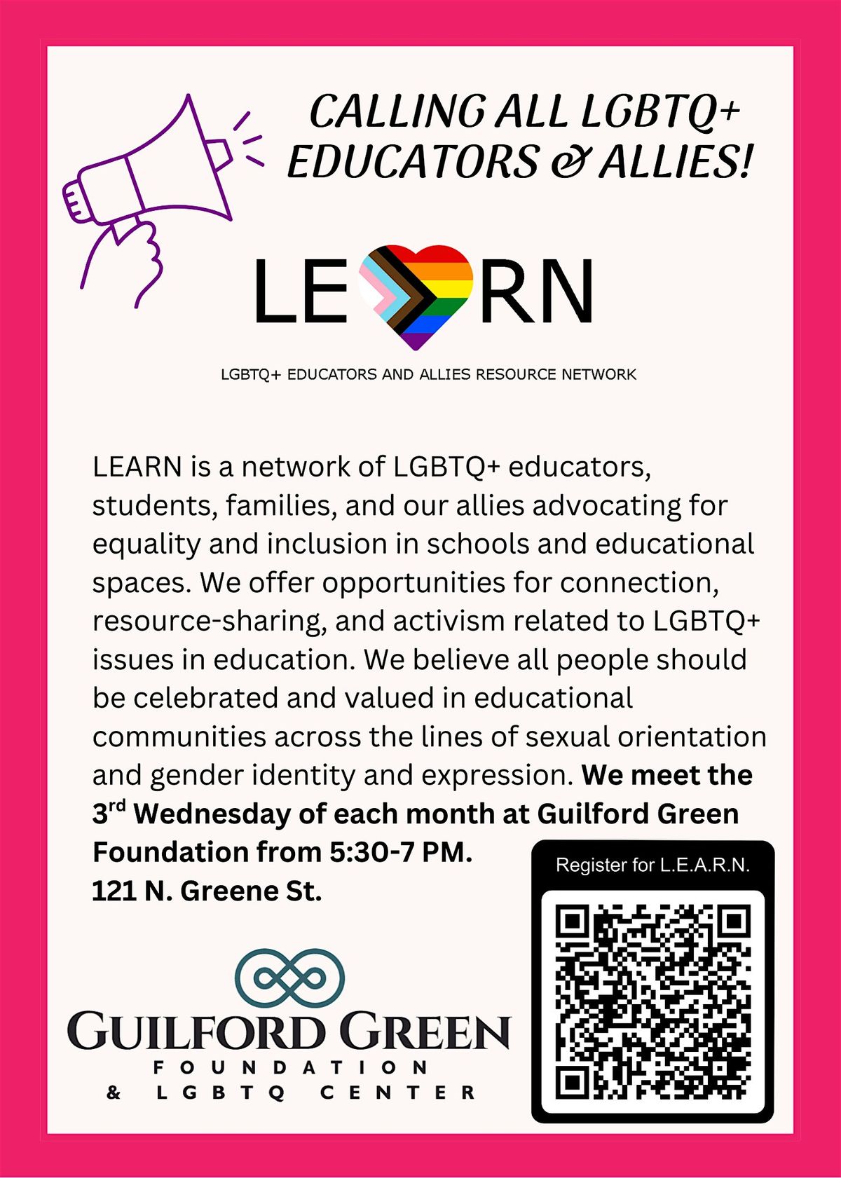 3rd Wednesday LGBTQ+ Educator's Network
