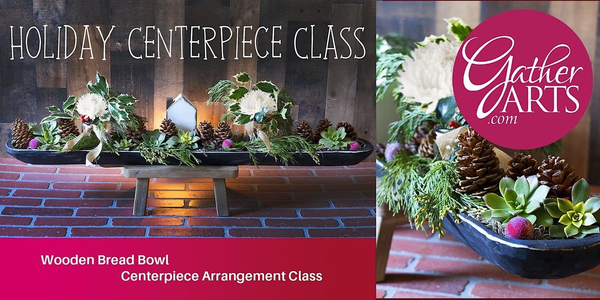 Holiday Centerpiece with Wood Bread Bowl Gather Arts Studio