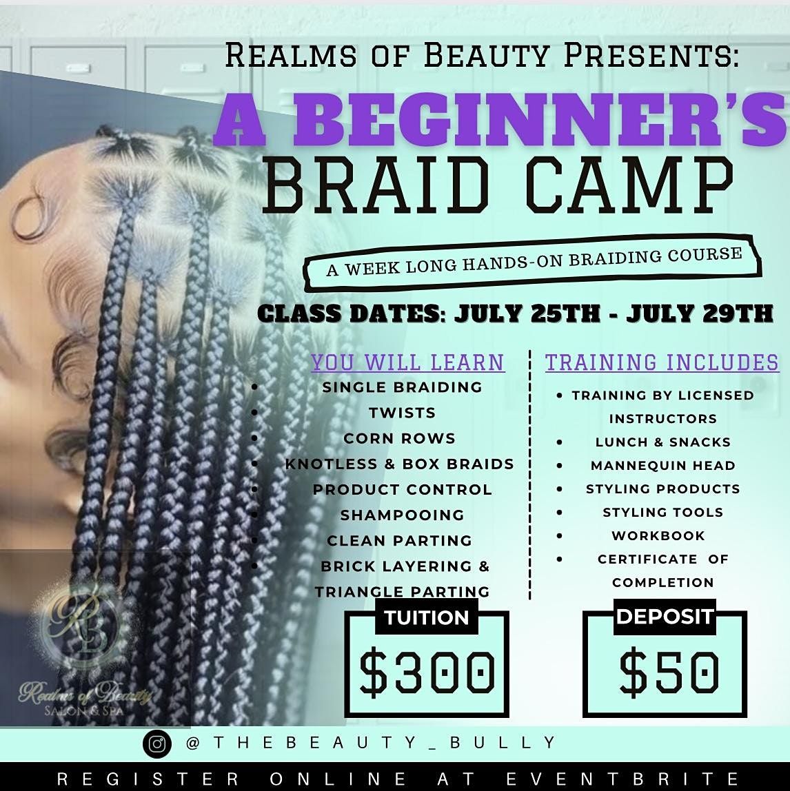 A Week Long Beginners Braid Camp (July 25th) | Realms of Beauty Salon ...