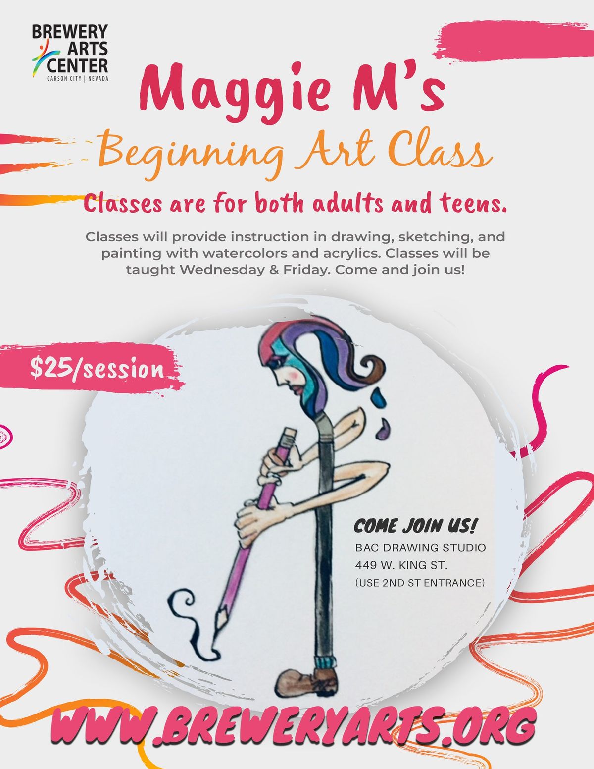 MAGGIE MS BEGINNING ART CLASSES FOR ADULTS FRIDAYS 449 W King St