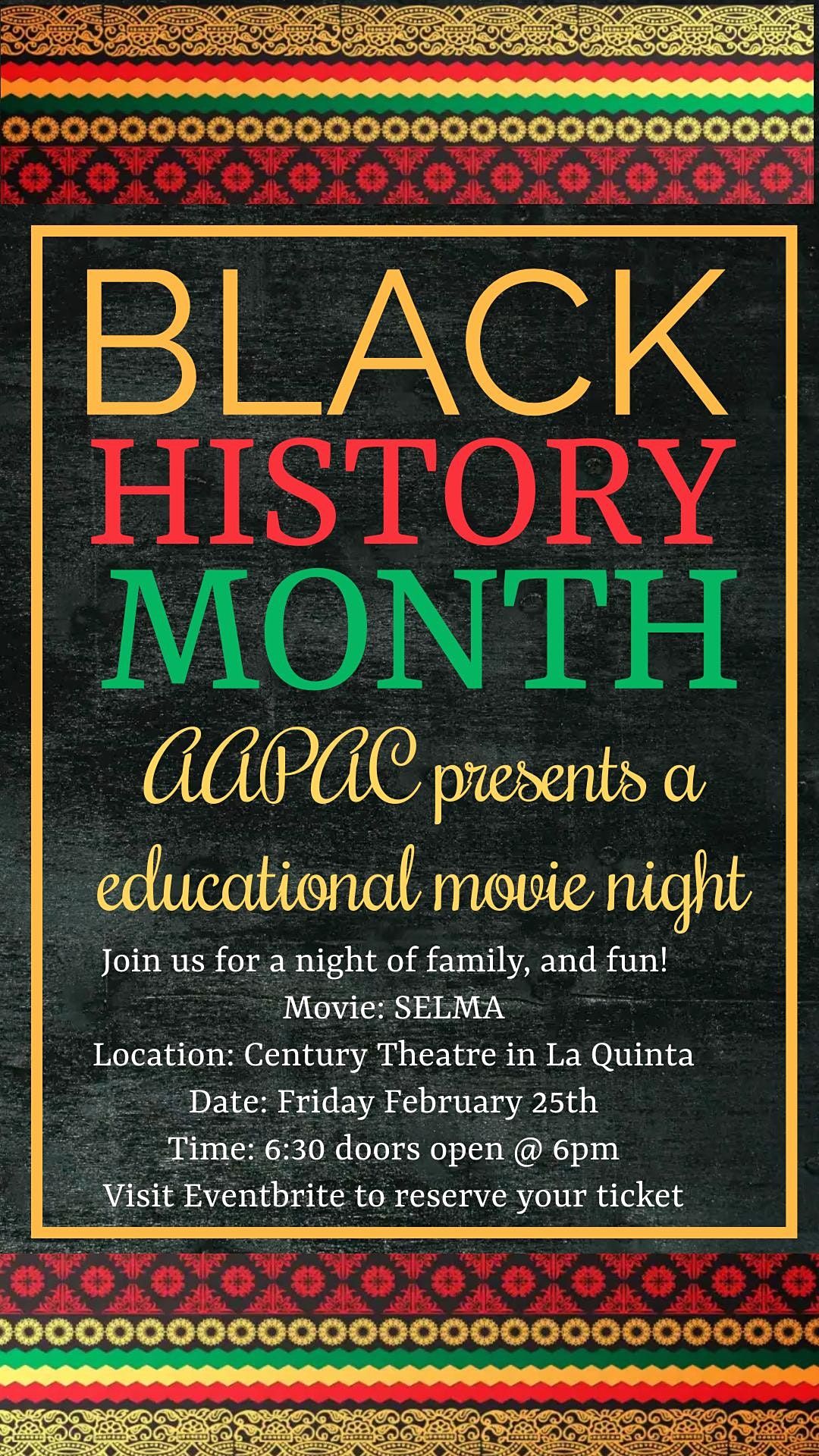Educational Movie Night BHM 2022 Century La Quinta and XD February